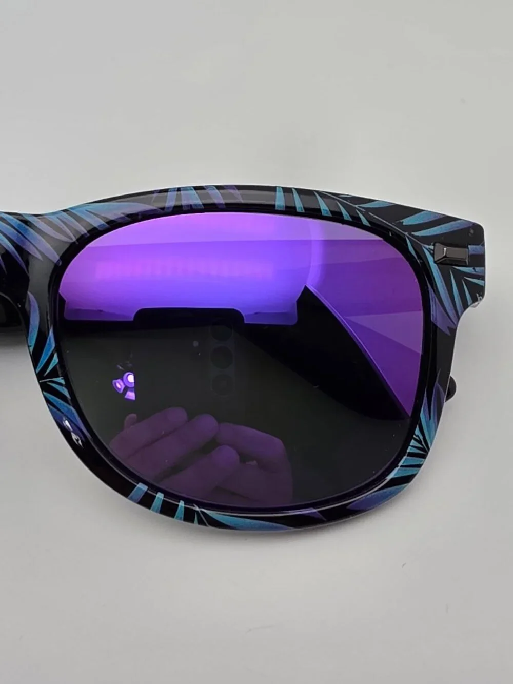 Knockaround Fort Knocks Tropical Palms Black Frame Polarized Purple Sunglasses